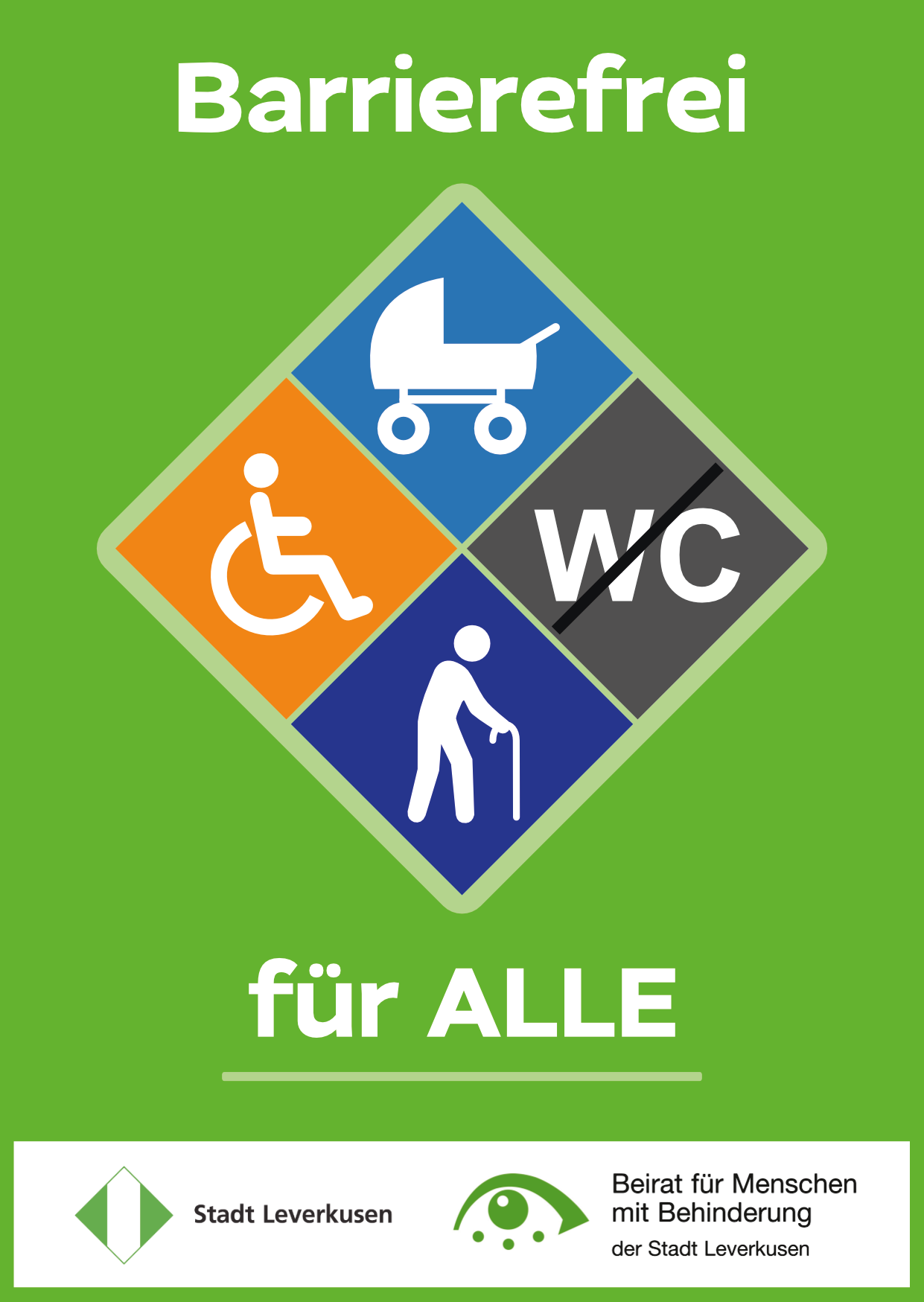 Siegel des Behindertenbeirats. Die Hauptstelle ist barrierefrei mit Ausnahme der Toiletten.